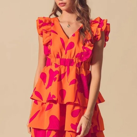 SO ME Floral V‎ Neck Layered Dress with Elasticized Waist - Picture 2 of 16